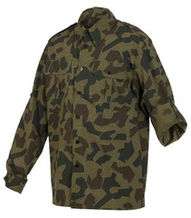 Camouflage shirt with foldable sleeve isolated on white background