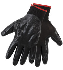 Protective gloves, half nitrile dipped with knitted cuff isolated on white