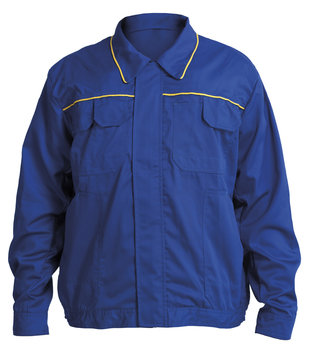 Protective working blue jacket isolated on white background