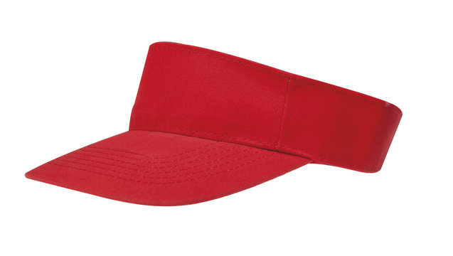 Red sun visor hats with clipping path on white background Stock-Foto |  Adobe Stock