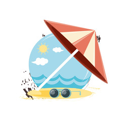 travel vacation beach umbrella vector illustration design