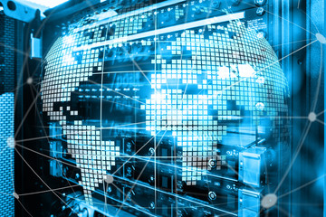 3D Earth as telecommunication and internet technology concept.