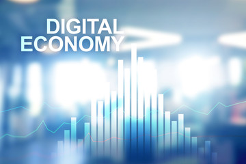 DIgital economy, financial technology concept on blurred background.