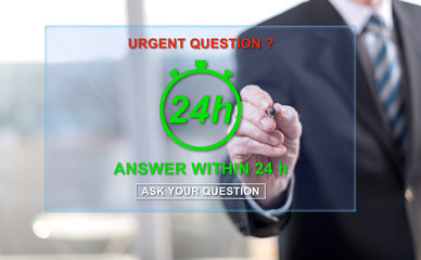 Man touching an urgent questions concept