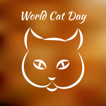 World Cat Day. The concept of an ecological holiday. Cat face. Line drawing