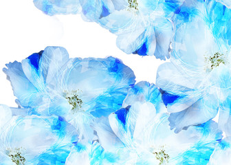 Flower textile design blue