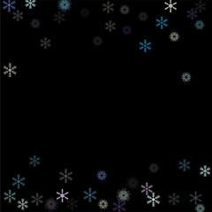 Falling down snow confetti, snowflake vector border. Festive winter, Christmas, New Year sale background. Cold weather, winter storm, scatter texture. Hipster snowfall falling snowflakes cool confetti