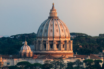 Fototapeta na wymiar VIew of St Peters Dome At Sunset