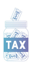 jar taxes with bills vector illustration design