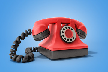 Hot line concept Red vintage telephone taking a call ideal for contact page 3d render on blue