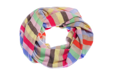 Obraz premium Striped scarf on a white background.
