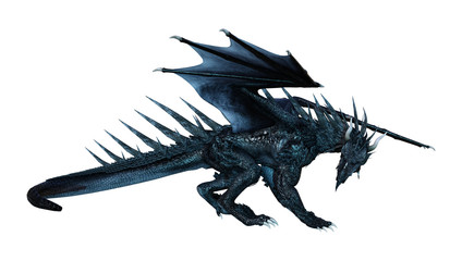 3D Rendering Fantasy Dragon on White