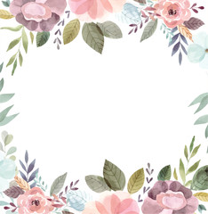 Watercolor illustration with amazing floral wreath