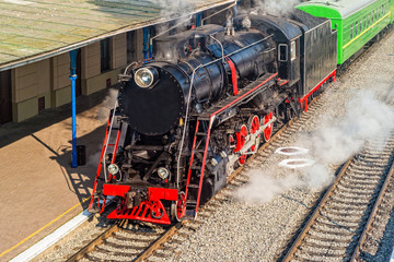 Old steam locomotive.