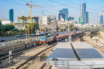Naklejka premium View to the railway station in Tel Aviv.