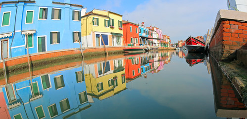 panorama of Colored Houses of Burano Island near Venice in Italy