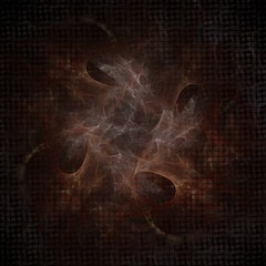 Chaotic Mist on Tile Pattern - Fractal flame / abstract illustration. Features a pattern of tiles arranged in a simple square lattice and a central mist-like feature emerging from the pattern of tiles