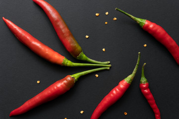 Chili Peppers on a black background
