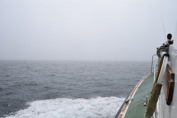 Fog at sea low visibility.