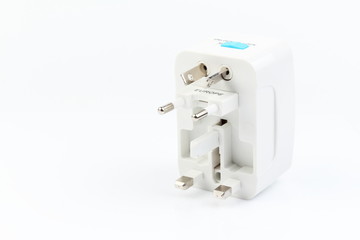 Universal travel adapter plug. isolated on white background. For travelers to many countries. Need...