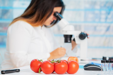 tomatoes in quality inspection lab