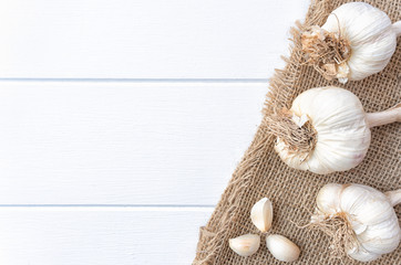 Garlic on wooden table