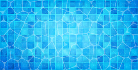 Water wave in swimming pool with light reflecting. Swimming pool top view background. Vector illustration.