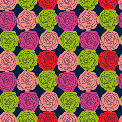 Stylish floral seamless background with different roses