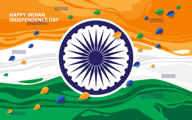 happy indian independence day with creative flag design