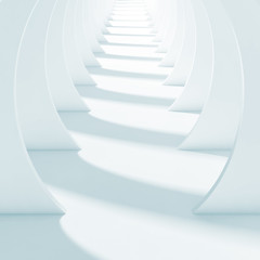 Obraz premium Abstract white tunnel interior. Square 3d