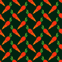 Seamless vector background with carrots. Harvest festival. The texture of the stitch. Cheerful autumn. Textile rapport.