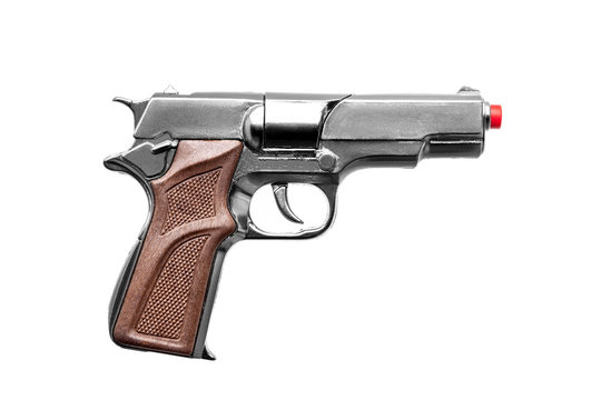 plastic toy gun pistol isolated  on white