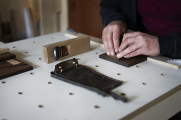 Carpentry and Joinery tools on white table, woodworker creating furniture, working with metal