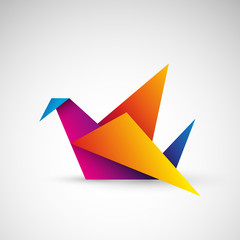 ptak origami logo wektor - obrazy, fototapety, plakaty