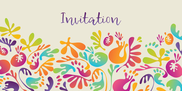 Abstract tropical colorful floral pattern for invitation