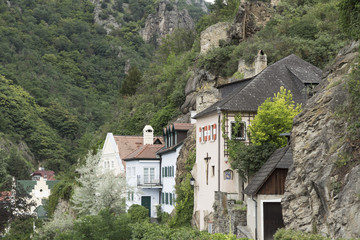 Fototapeta na wymiar Durnstein Town on the River Danube in Wachau Valley Region in Austria