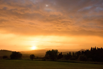 Fototapeta na wymiar Sonnenuntergang in der Toscana