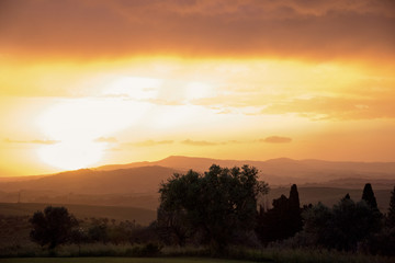 Fototapeta na wymiar Sonnenuntergang in der Toscana