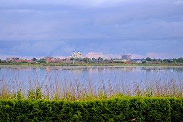 Panorama of salt lake and city in the distance 2