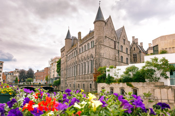 Medieval Castle of Gerald the Devil near canal in Gent, Belgium