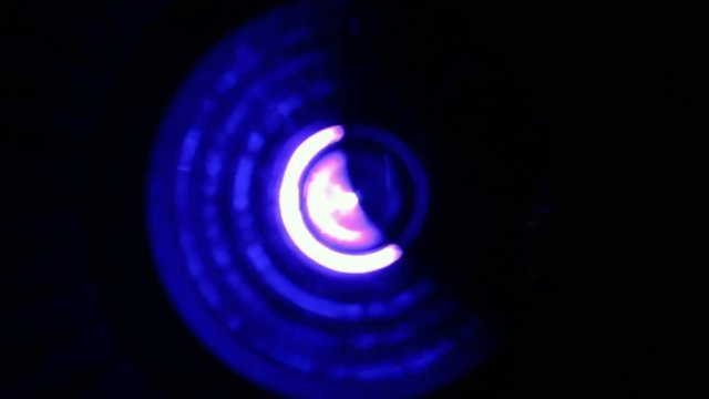 Close-up of soft focused spinning blue LED lights