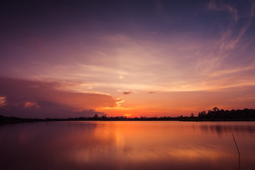 Sunset at the lake landscape