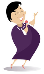 Romantic singer woman isolated illustration. Cartoon woman sings a song with inspiration illustration
