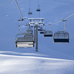 Chair lift at early morning