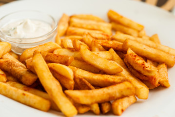 French fries on a white plate