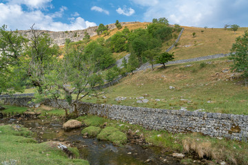 Fototapeta na wymiar View of the countryside around Malham Cove in the Yorkshire Dales National Park