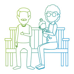 grandparents couple with granddaughter in park chair