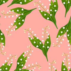 White Lily of the Valley on Pink Background