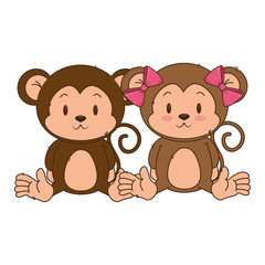 Obraz na płótnie Canvas cute and adorable monkeys couple characters