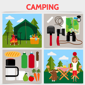 Flat Camping Square Concept